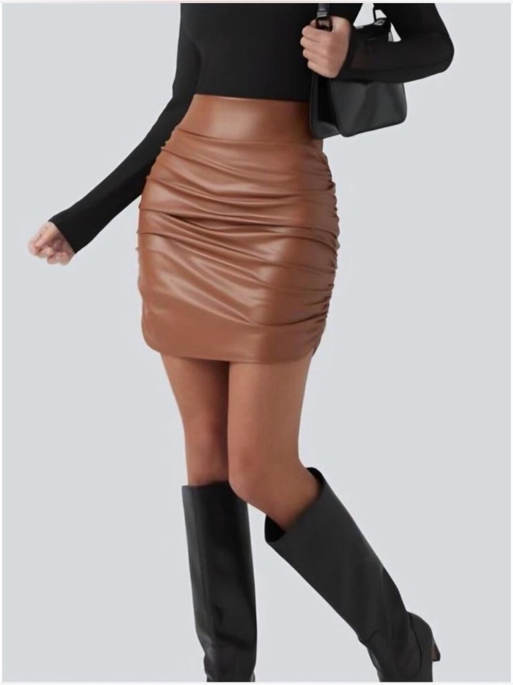Halara High Waisted Tummy Control 2-in-1 Faux Leather Skirt (Size Medium) - NWOT